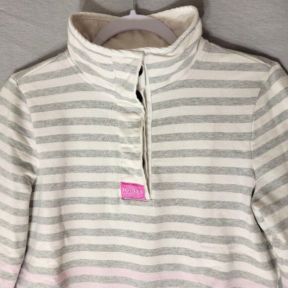 Joules Cowdray Sweatshirt Womens 6 Pullover Pink White Striped Mock Neck Barbie - Picture 4 of 12
